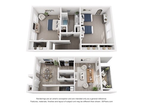 Floor plan for 2 beds, 1.5 baths, 1200 sqft